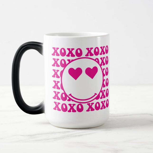 Taza Mágica Happy Face, xoxo, valentine, custom mug, cup (Izquierda)