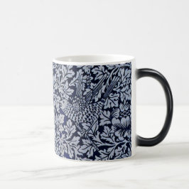 Taza Mágica Hermoso Patrón Vintage Azul Flores de pájaro flora