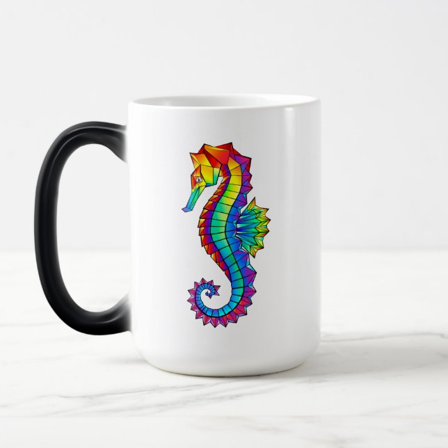 Taza Mágica Hipoahoría marino poligonal arcoiris (Izquierda)