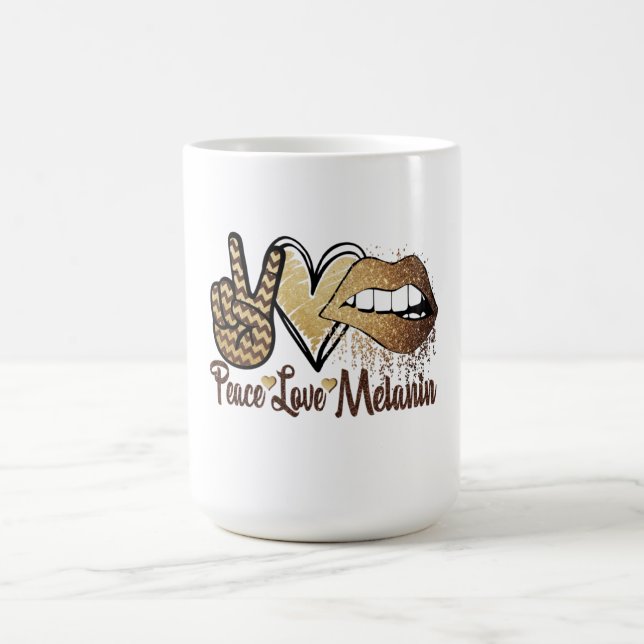 Taza Mágica Historia Negra Paz Amor Melanin Morphing Mug (Centro)