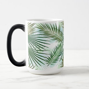 Taza Mágica Hojas tropicales de color verde y beige