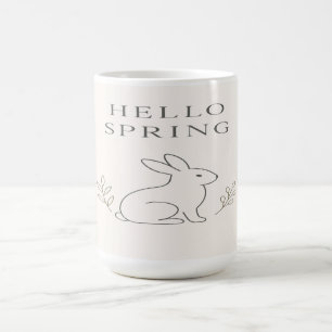 Taza Mágica Hola Arte de Línea de Conejo Minimalista de Primav