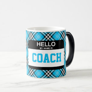 Taza Mágica Hola Mi Nombre Es COACH Nametag Sports Blue Plaid