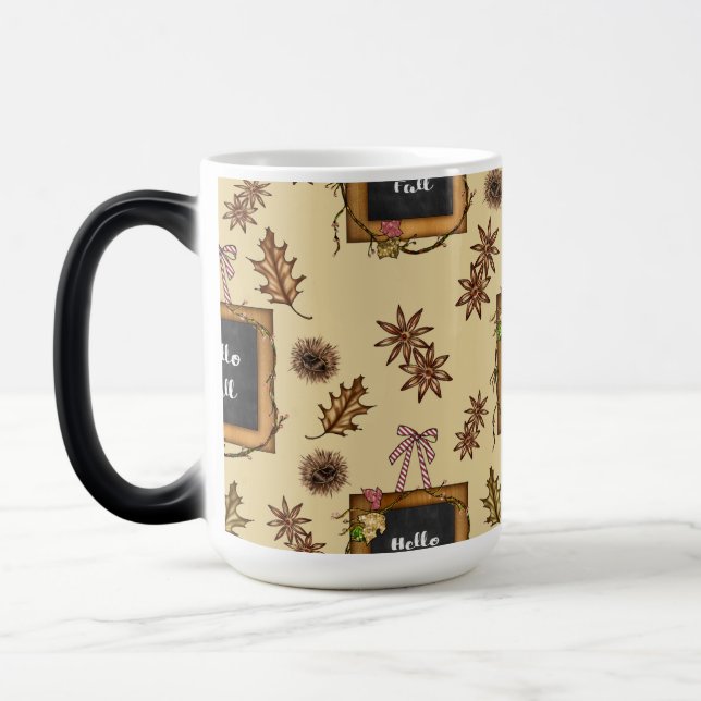 Taza Mágica Hola otoño con hojas de otoño (Izquierda)