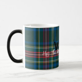 Taza Mágica Holiday Tartan Plaid MASCOTA NOMBRE Mejor Mamá Div
