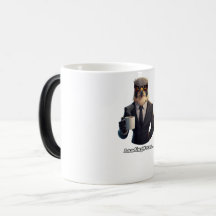 Hombre de negocios halcón cargando café Focus