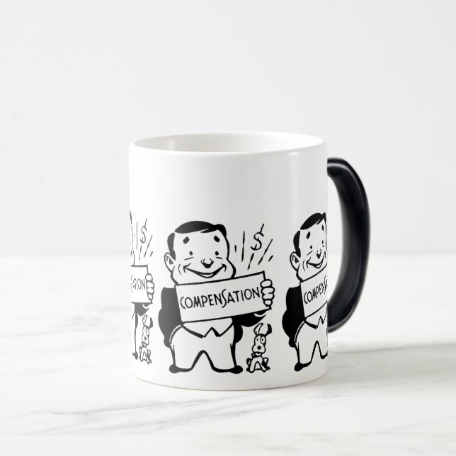 Taza Mágica Hombre gracioso con Rótulo: Humor compensatorio (Anverso derecho)