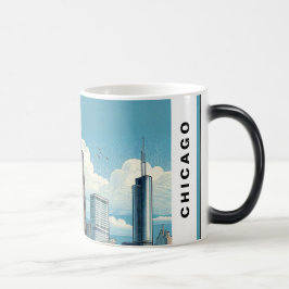 Taza Mágica Horizonte de Chicago Moderno Azul