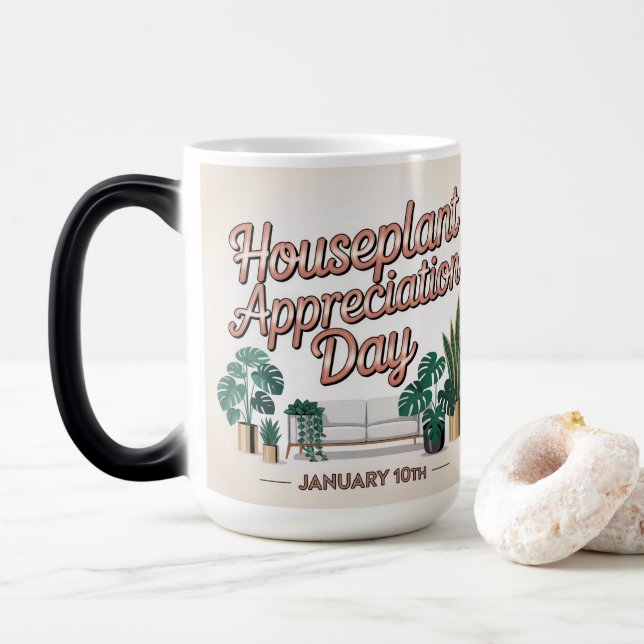 Taza Mágica Houseplant Appreciation Day January 10 MorphingMug (Con donut)