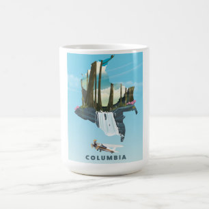 Taza Mágica Huella de afiches de viaje del mapa ilustrado de C