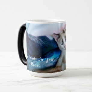 Taza Mágica huellas de patas en tu corazón nombre de foto de g