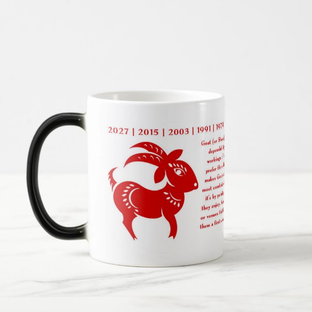 TAZA MÁGICA ILUSTRACION CHINO DE LA CABRA PAPERCUT DEL ZODIACO (Izquierda)