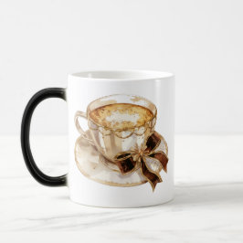 Taza Mágica Ilustracion de café caliente de coqueta marrón