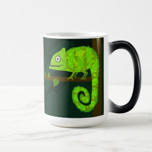 Taza Mágica Ilustración de camaleón verde lindo Reptil tropica