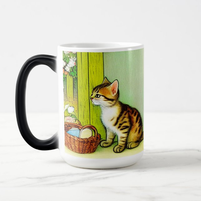Taza Mágica Ilustracion de gato de tabby de época (Izquierda)