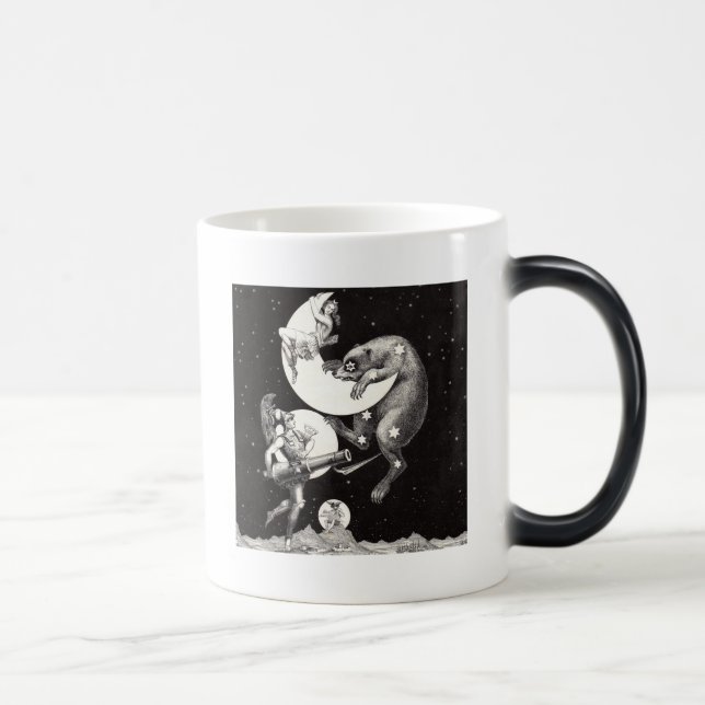 Taza Mágica Ilustracion nocturno del cielo celeste de la luna (Derecha)