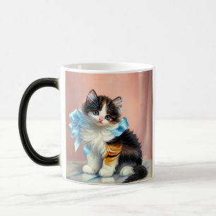 Taza Mágica Ilustracion Vintage Calico Kitten