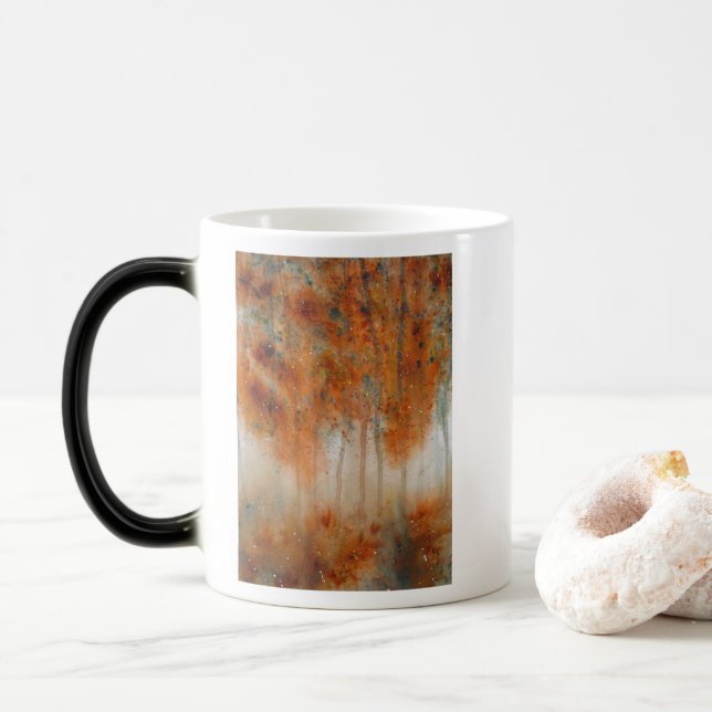 Taza Mágica Impresión de acuarela por la mañana del otoño (Con donut)