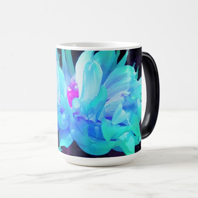 Taza Mágica Impresionante Aqua Cactus Azul y Verde Dahlia (Anverso derecho)