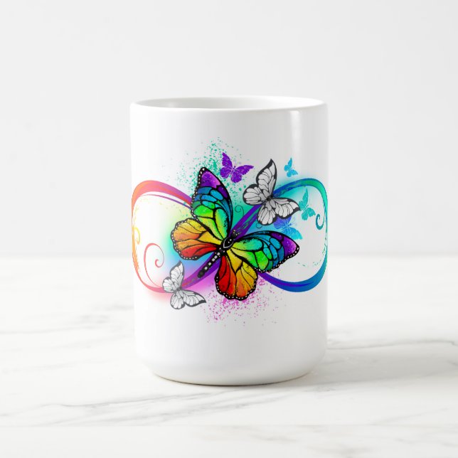 Taza Mágica Infinidad brillante con la mariposa arcoiris (Centro)