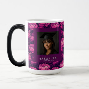 Taza Mágica Ingeniero Certificado en Patrón de Peonías Colorid