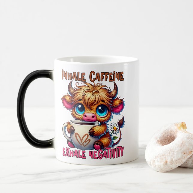 Taza Mágica Inhale Caffeine Exhale Negativity  (Con donut)