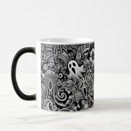 Taza Mágica Intrincado patrón de doodle de Halloween con un si