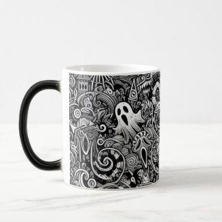 Taza Mágica Intrincado patrón de doodle de Halloween con un si