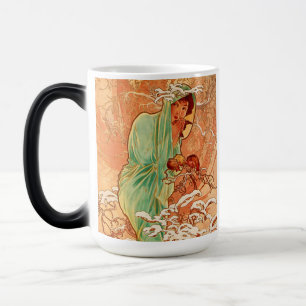Taza Mágica Invierno Art Nouveau de Alphonse Mucha