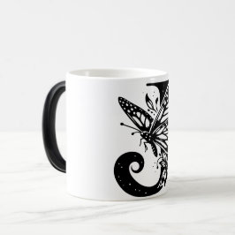 Taza Mágica J Alphabet black butterfly