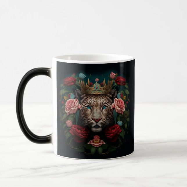 Taza Mágica Jaguar with Crown in Flowers Painting              (Izquierda)