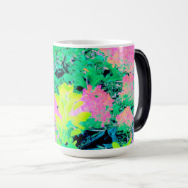 Taza Mágica Jardín de hidrangea rosada con oliva amarilla
