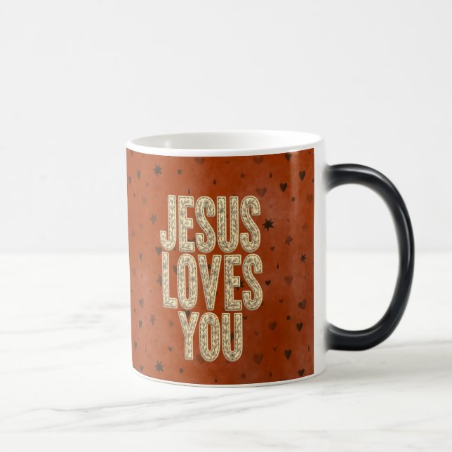 Taza Mágica Jesus Loves You Rustic Christian Encouragement (Derecha)