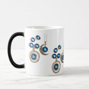 Taza Mágica joyas navidades Árbol azul negro brillante Luna