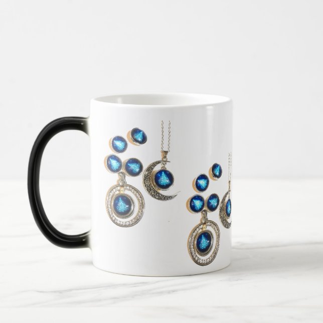 Taza Mágica joyas navidades Árbol azul negro brillante Luna (Izquierda)