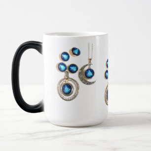 Taza Mágica joyas navidades Árbol azul negro brillante Luna