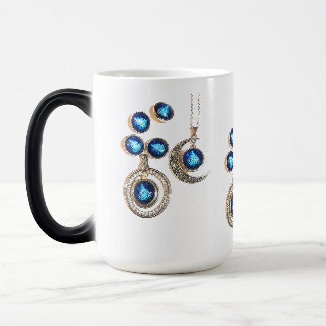 Taza Mágica joyas navidades Árbol azul negro brillante Luna (Izquierda)
