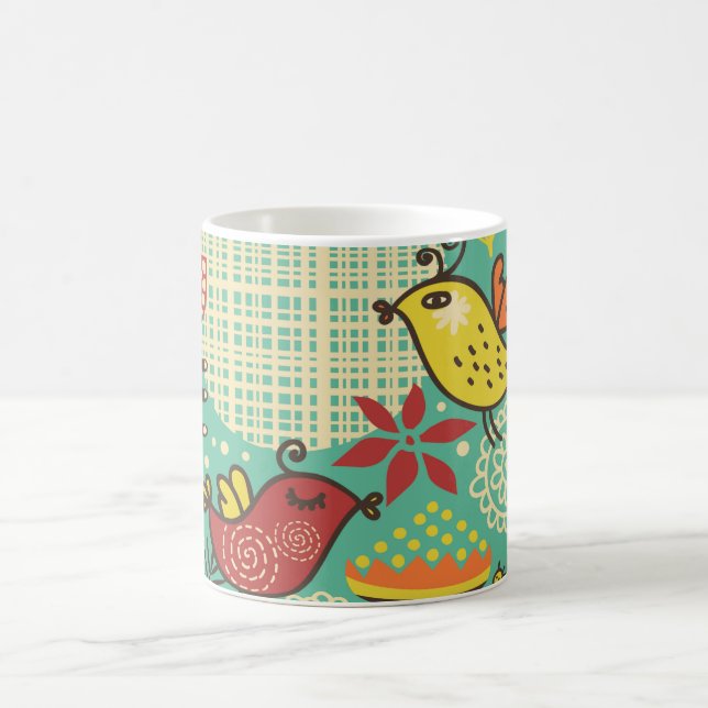 Taza Mágica Joyful Birds in a Colorful Garden Mug (Centro)