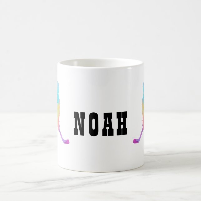Taza Mágica Jugador de hockey con nombre de personalizar (Centro)