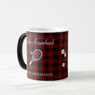 Taza Mágica Jugadores de tenis Red Black Plaid Lake ball