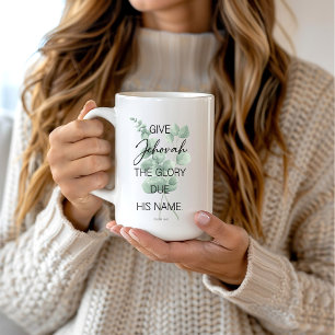 Taza Mágica JW 2025 Año Mug de texto con eucalipto