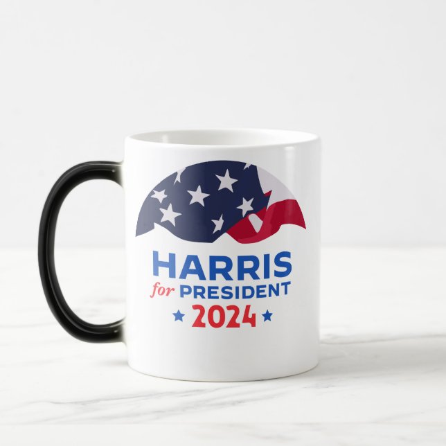 Taza Mágica Kamala Harris por la bandera estadounidense del pr (Izquierda)