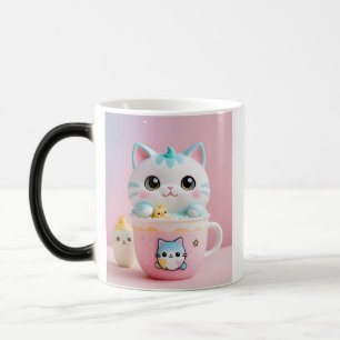 Taza Mágica Kawaii Cat Bubble Tea Mug - Pastel estético Cute