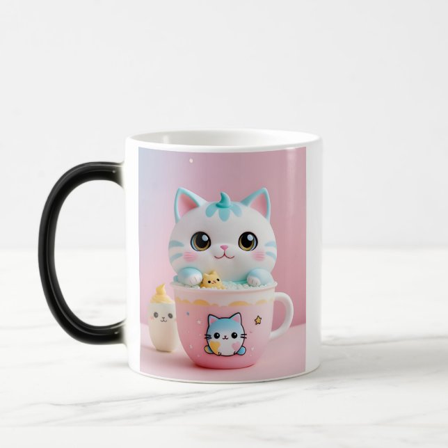 Taza Mágica Kawaii Cat Bubble Tea Mug - Pastel estético Cute (Izquierda)