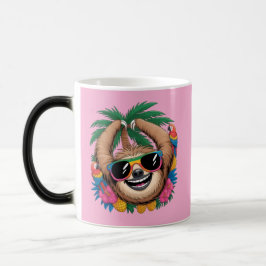 Taza Mágica Kawaii Tropical Sloth – Cute Summer Vibes Rainbow