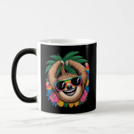 Taza Mágica Kawaii Tropical Sloth – Cute Summer Vibes Rainbow