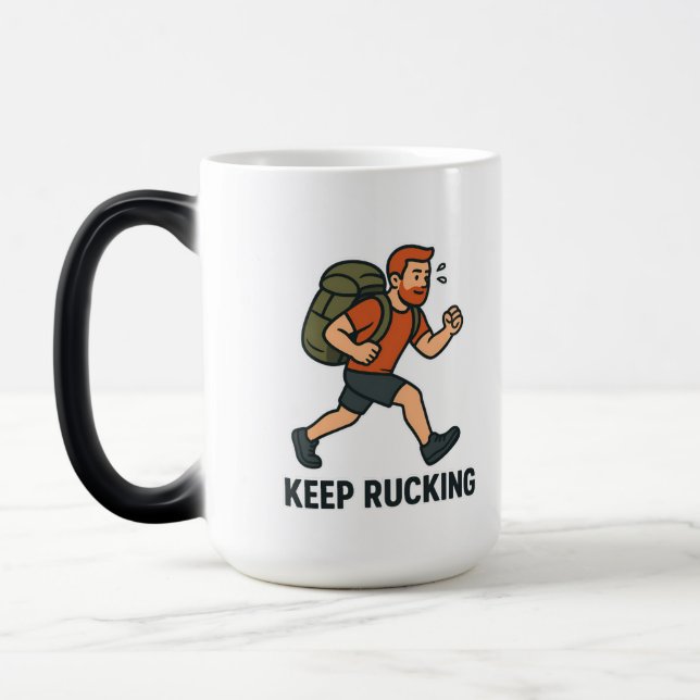 Taza Mágica Keep Rucking Mug - Motivational Fitness Coffee Cup (Izquierda)