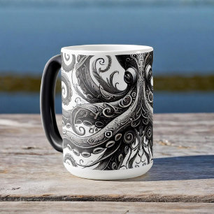 Taza Mágica Kraken Steampunk Octopus Ornate Black
