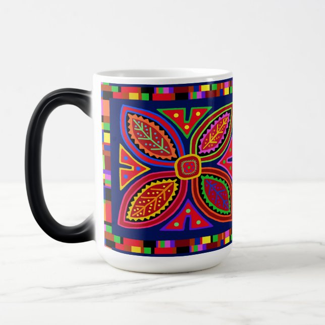 Taza Mágica Kuna Indian Mola Flora (Izquierda)