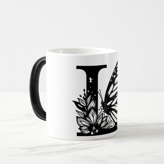 Taza Mágica L Alphabet black butterfly (Anverso izquierdo)